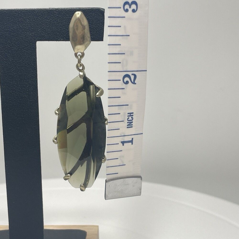 Robert Lee Morris RLM Soho Smoky Green Glass Drop Stud Earrings Statement Rare - Picture 6 of 9